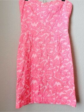 Revolve Eight Sixty Strapless Pink Floral Jacquard Dress- Great Cocktail Dress